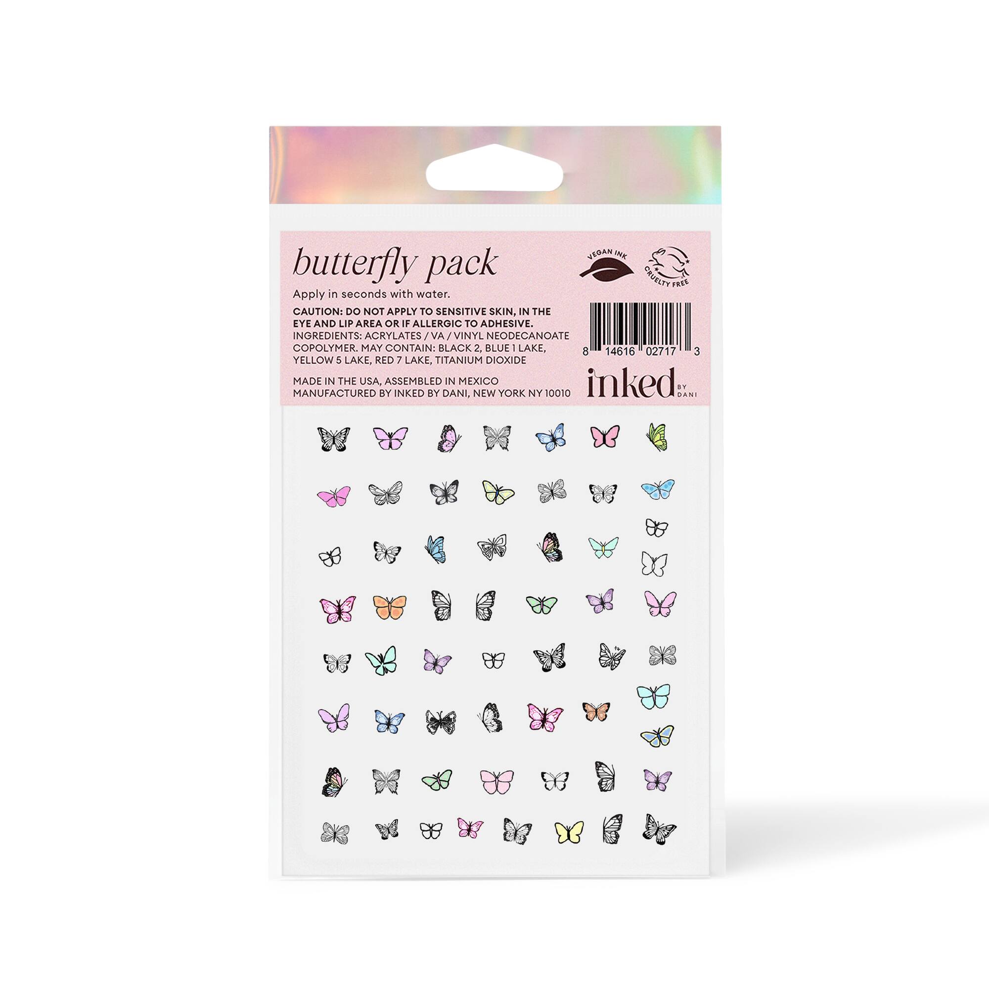 Inked by Dani Butterfly Pack Hand Drawn Temporary Nail Art Tattoos